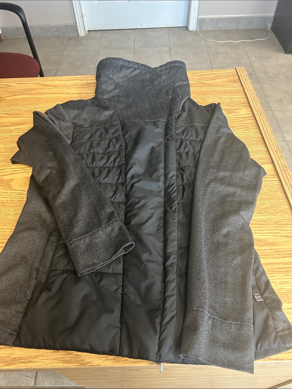 Helly Hansen Black and Charcoal Hybrid Puffer Coat
